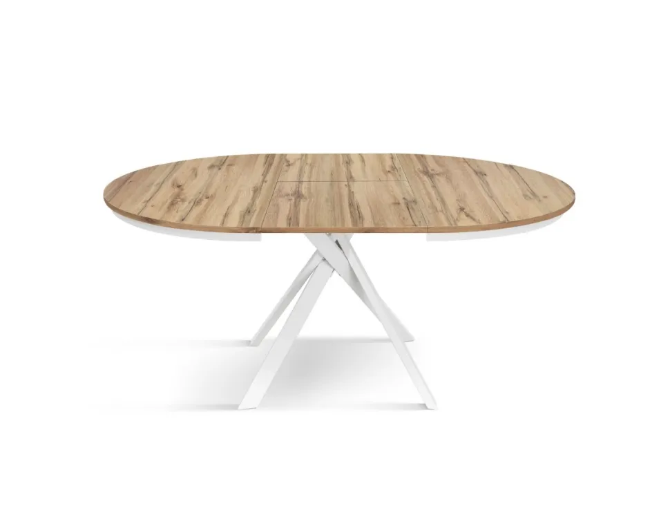 Tavolo rotondo allungabile con piano in nobilitato finitura Rovere rustico Roxy