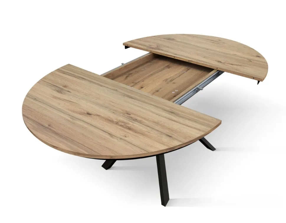 Tavolo rotondo allungabile con piano in nobilitato finitura Rovere rustico Roxy