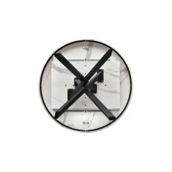 Tavolo rotondo allungabile con base in metallo Nero e Piano Nobilitato Marmo Bianco Statuario