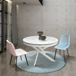 Tavolo rotondo allungabile con struttura in metallo e piano opaco in ceramica Abbraccio