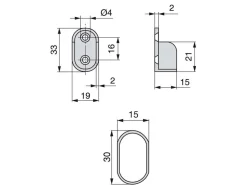 Tubi ovali per armadi 30x15mm con staffe, Acciaio e Zama, Cromato lucido disponibile in 3 misure