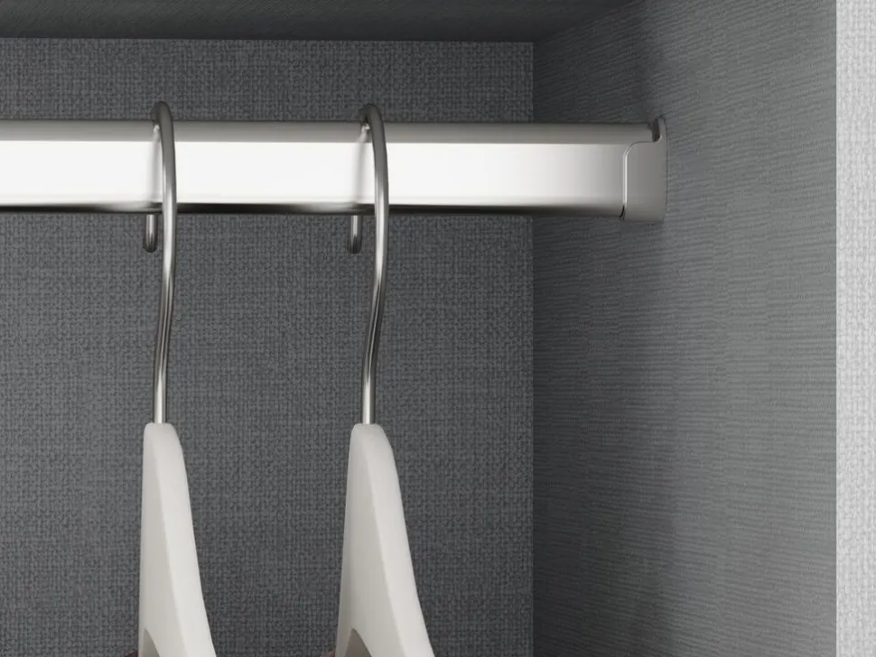 Tubi ovali per armadi 30x15mm con staffe, Acciaio e Zama, Cromato lucido disponibile in 3 misure