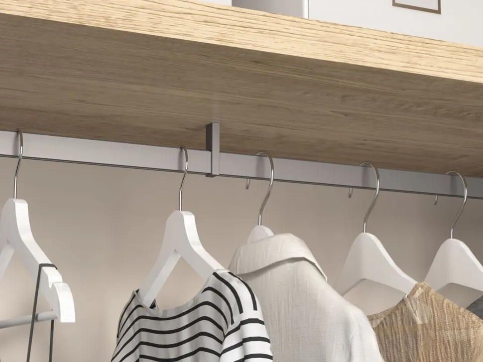 Tubi per armadio Luxe con staffe, Alluminio e Tecnoplastica,disponibile in 2 misure e 2 colori