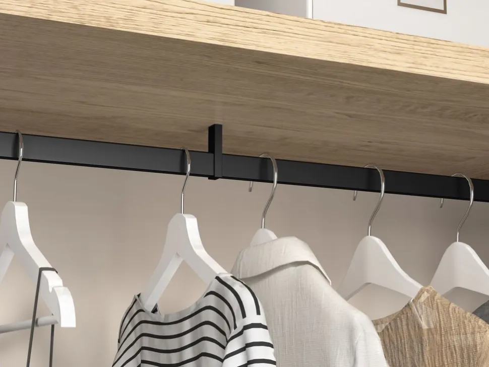 Tubi per armadio Luxe con staffe, Alluminio e Tecnoplastica,disponibile in 2 misure e 2 colori