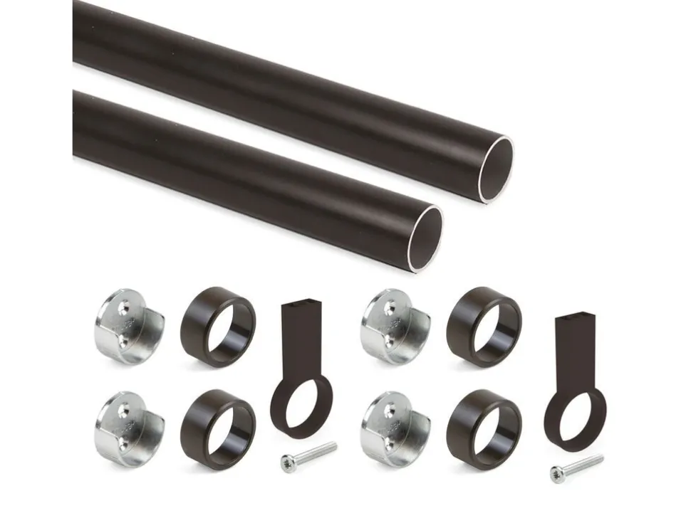 Tubi per armadi rotonde D.28mm con staffe, Alluminio e Zama, disponibile in 2 misure e 3 colori