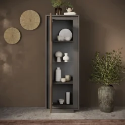Vetrina 1 anta battente linea Natural in finitura Lava e Rovere Mercure