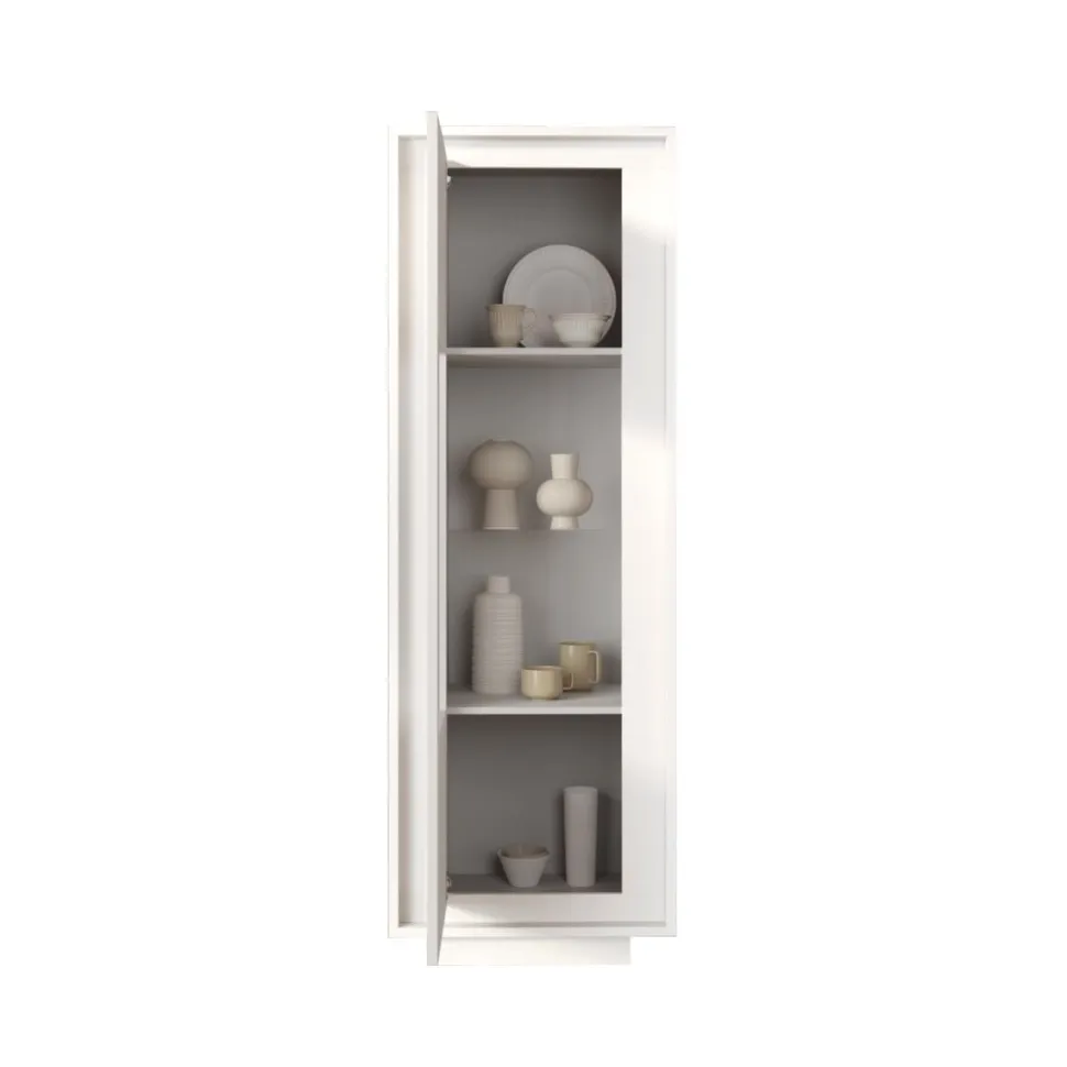 Vetrina 1 anta battente linea Pure in finitura Bianco laccato opaco