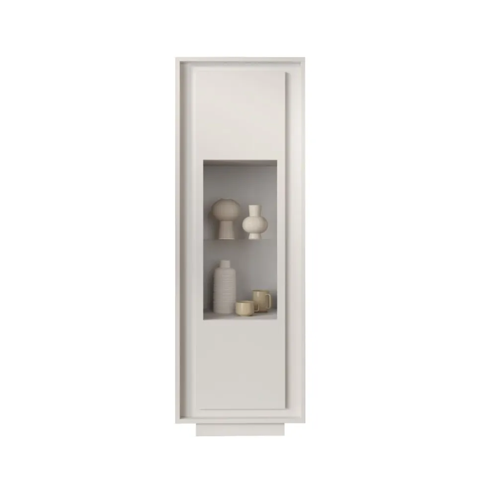 Vetrina 1 anta battente linea Pure in finitura Bianco laccato opaco