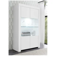 Vetrina 2 ante linea Clear in Bianco Opaco