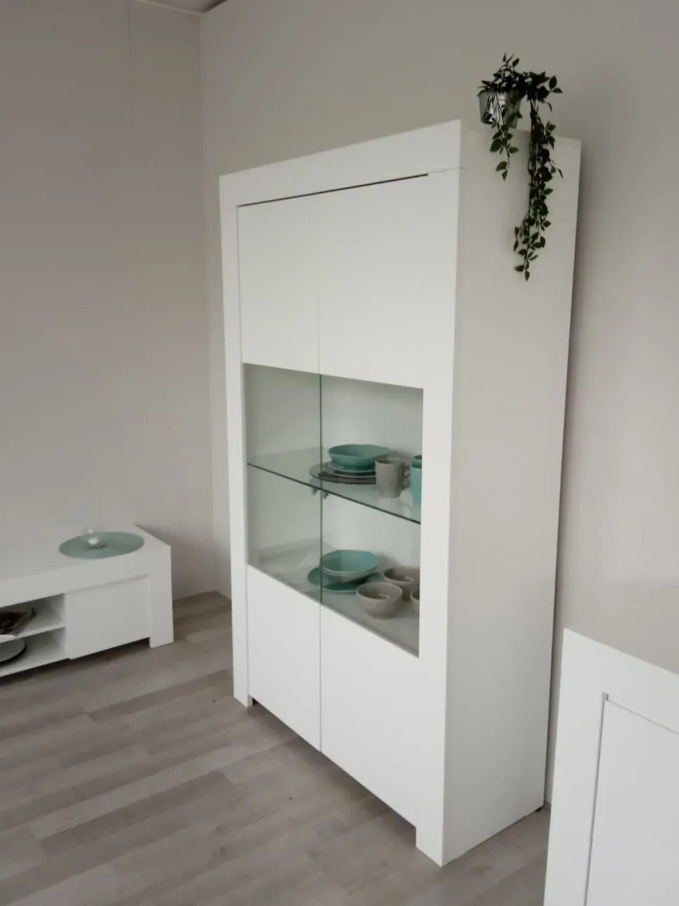 Vetrina 2 ante linea Clear in Bianco Opaco