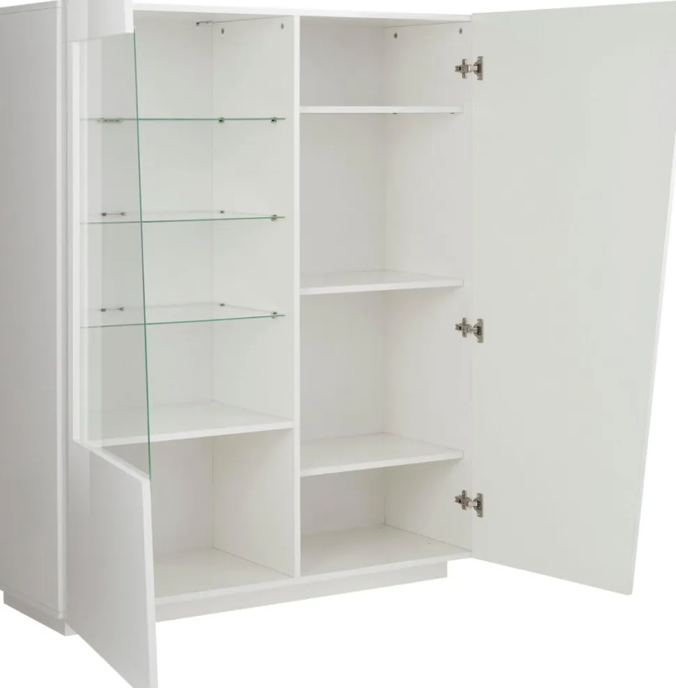 Vetrina 2 ante linea Virgola finitura Bianco Lucido