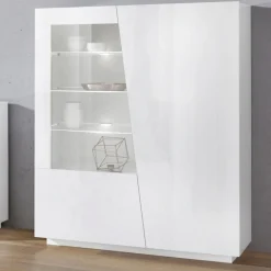 Vetrina 2 ante linea Virgola finitura Bianco Lucido