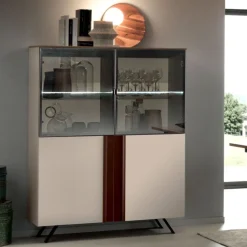 Vetrina con ante in alluminio Gisa 2 linea Domino personalizzabile