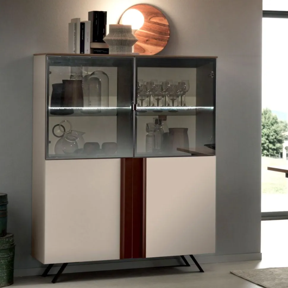 Vetrina con ante in alluminio Gisa 2 linea Domino personalizzabile