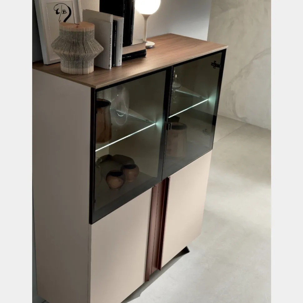 Vetrina con ante in alluminio Gisa 2 linea Domino personalizzabile