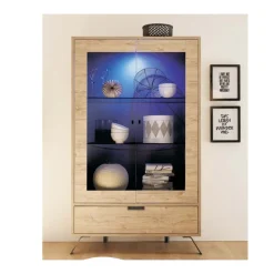 Vetrina linea Palma con 2 ante con 1 cassetto in finitura Oak