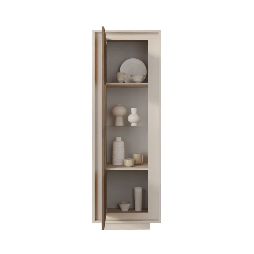 Vetrina moderna Cashmere e Rovere Mercure 1 anta battente linea Eos