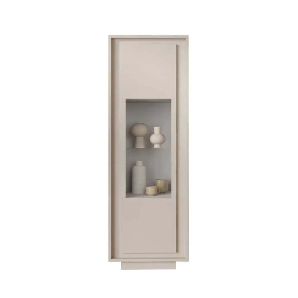 Vetrina moderna finitura Cashmere 1 anta battente linea Eos