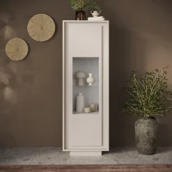 Vetrina moderna finitura Cashmere 1 anta battente linea Eos