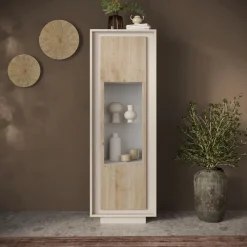 Vetrina moderna Rovere Cadiz e Cashmere 1 anta battente linea Eos