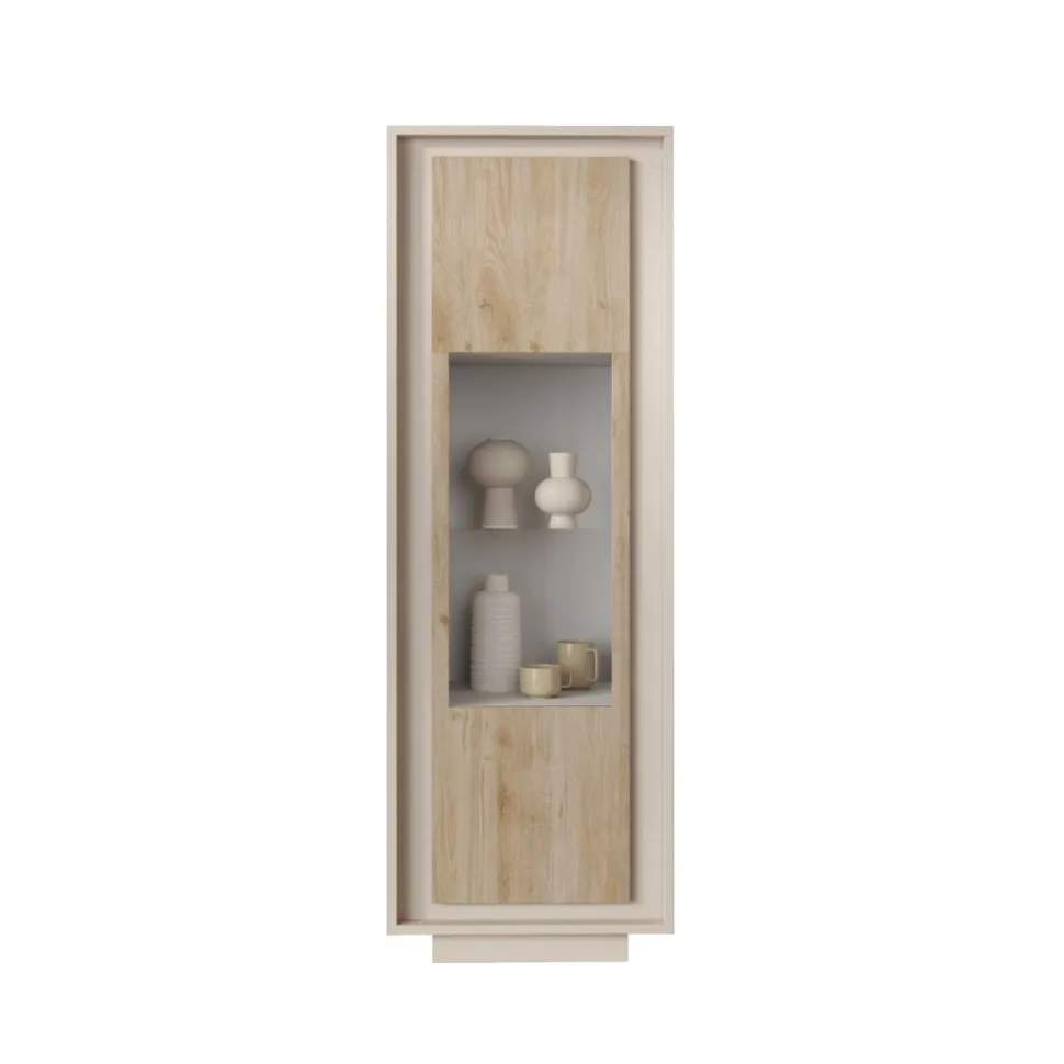 Vetrina moderna Rovere Cadiz e Cashmere 1 anta battente linea Eos