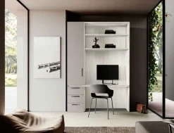 Zona studio moderna con armadio integrato in Noce Moro e Visone disponibile in 2 misure