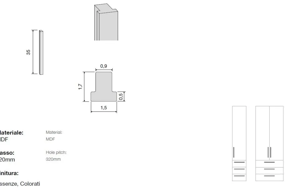 Zona studio moderna con armadio integrato in Noce Moro e Visone disponibile in 2 misure